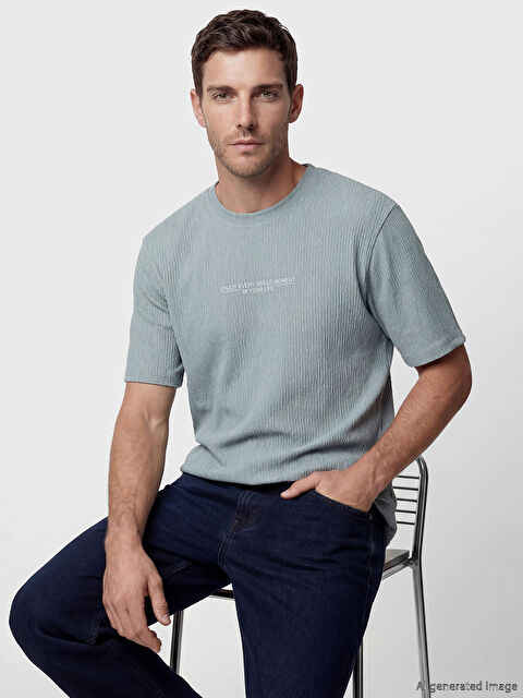 LCWAIKIKI Classic Bisiklet Yaka Baskılı Erkek Tişört - S6CV51Z8-8ZP