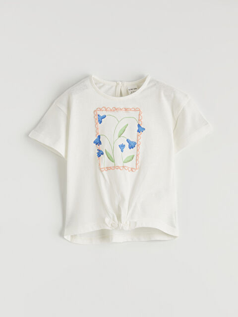 LCW baby Bağlamalı Baskılı Kız Bebek Tişört