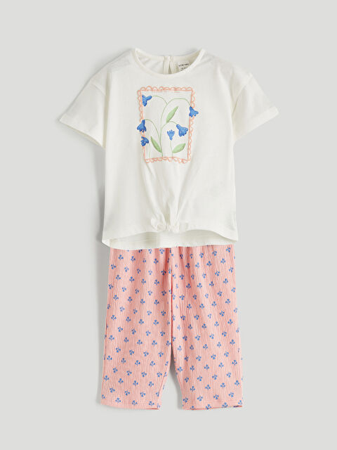 LCW baby Crew Neck Floral Print Baby Girls' Set - S6CV58Z1-FDU