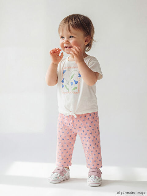 LCW baby Çiçek Baskılı Kız Bebek Tişört ve Pantolon