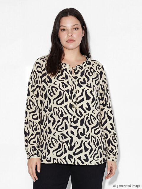 LCW Grace Байламалы жағалы өрнекті блузка - S6CV65Z8-LQJ