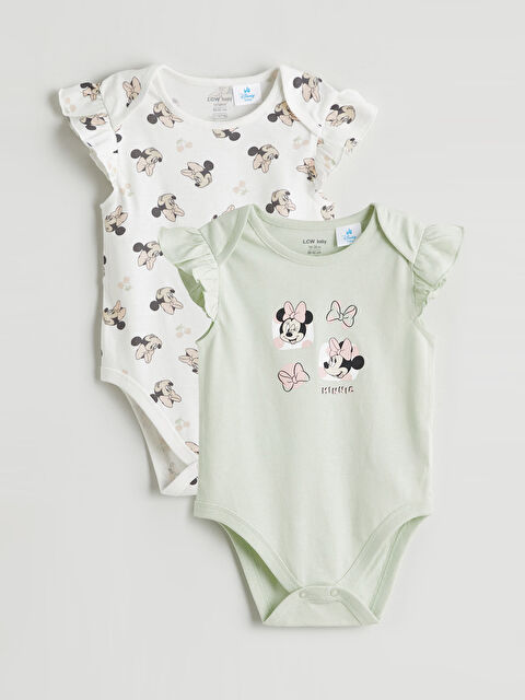 LCW baby Minnie Mouse Print Baby Girl Snap Bodysuit - S6CY00Z1-LRA