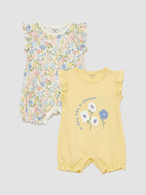 LCW baby Çiçek Baskılı Kız Bebek Penye Tulum 2'li - S6CY16Z1-LRB