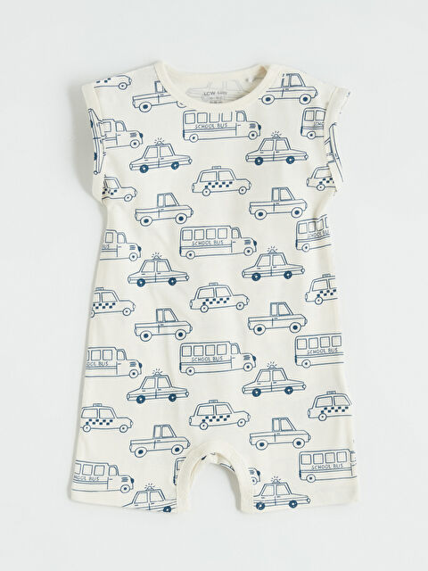 LCW baby Bisiklet Yaka Araba Desenli Erkek Bebek Tulum