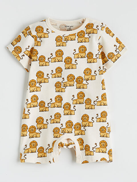 LCW baby Bisiklet Yaka Aslan Baskılı Erkek Bebek Tulum