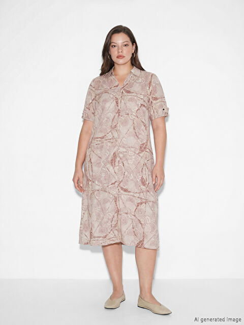 LCW Grace Shirt Collar Patterned Dress - S6CY95Z8-LQB