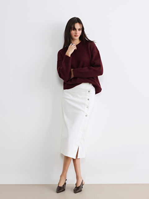 LCWAIKIKI Classic Dar Fit Yırtmaçlı Jean Etek - S6DA22Z8-844