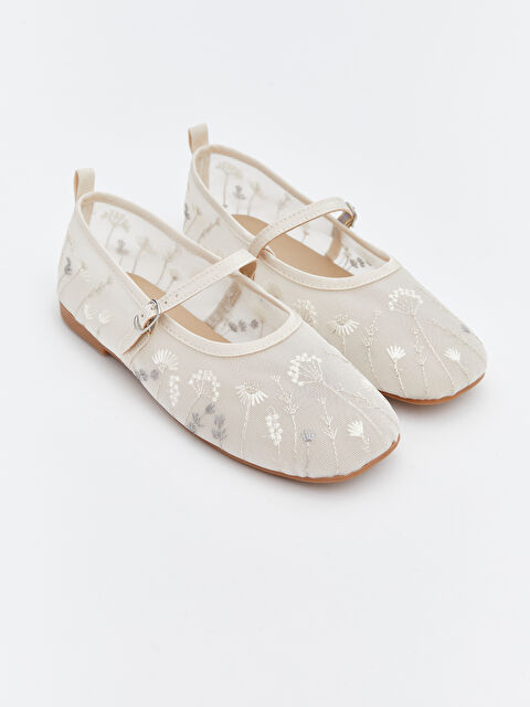 LCW STEPS Floral Embroidered Ballet Flats for Girls - S6DA36Z4-FDU