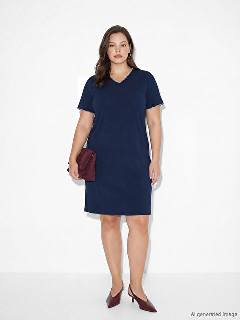 LCW Grace V-Neck A-Line Dress - S6DA74Z8-E1J