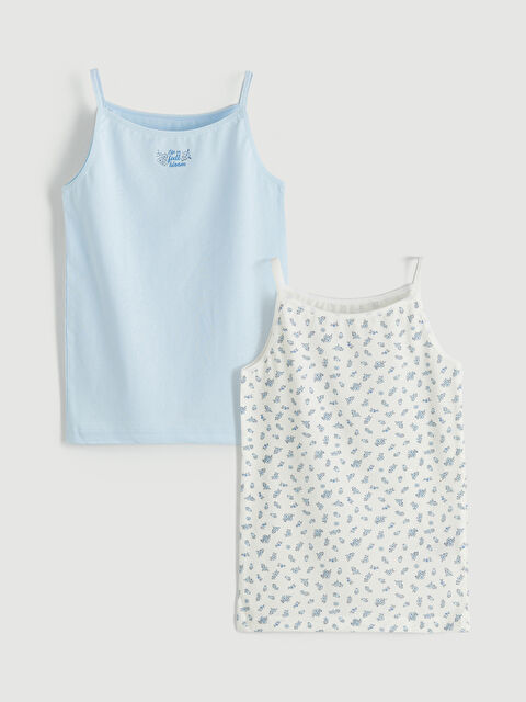 LCW Kids Kare Yaka Çiçekli Kız Çocuk Atlet 2'li - S6DA91Z4-LU7