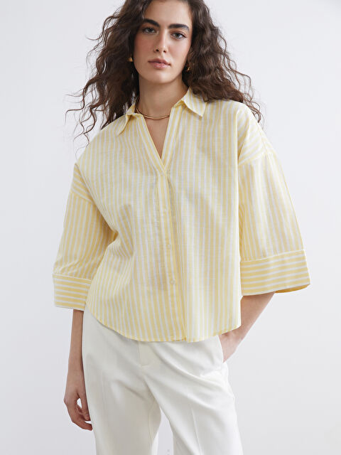 LCW Vision Striped Oversized Women's Shirt - S6DB09Z8-LKF