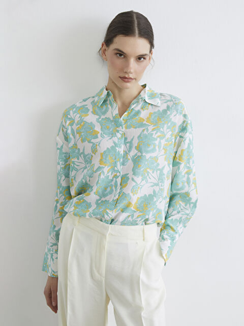 LCW Vision Floral Oversized Women's Shirt - S6DB48Z8-LRA