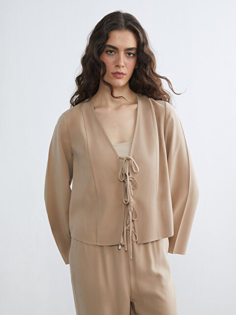 LCW Vision V Neck Tie Blouse - S6DB54Z8-K8X