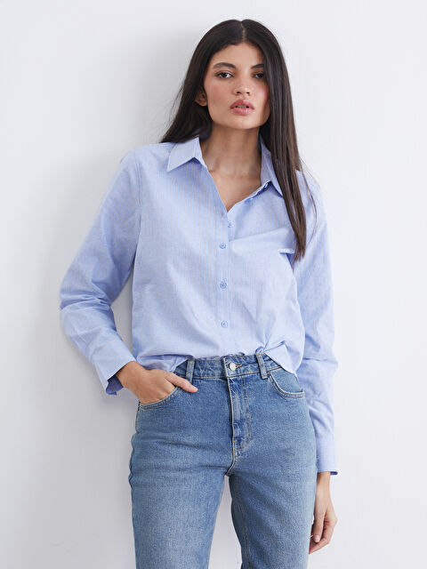 LCW Vision Жена Синьо Риза - S6DB58Z8-LEN