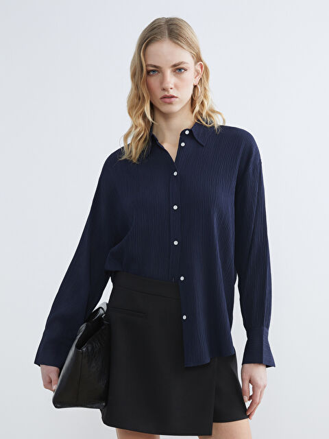 LCW Vision Textured Oversized Women's Shirt - S6DB67Z8-8N4