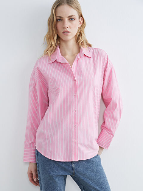 LCW Vision Ženska košulja od prugastog poplina - S6DB75Z8-LHK