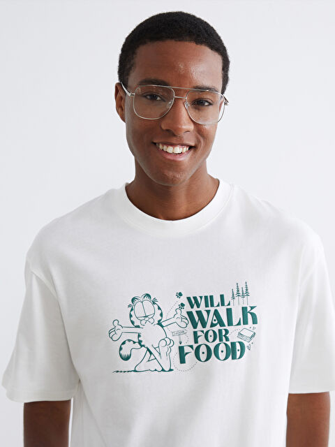 XSIDE Oversize Bisiklet Yaka Garfield Baskılı Erkek Tişört - S6DC07Z8-R9J