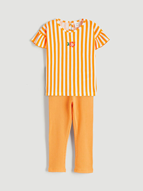 LCW Kids Vezena majica sa okruglim izrezom i helanke za devojčice - S6DC47Z1-E53