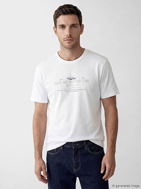 LCWAIKIKI Classic Crew Neck Printed Men's Knitted T-Shirt - S6DC48Z8-Q6K