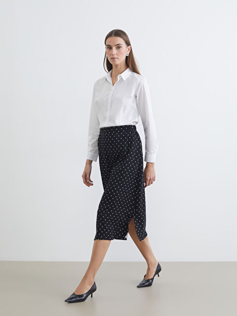 LCW Grace Polka Dot Skirt with Elastic Waist and Slit - S6DC79Z8-LQJ