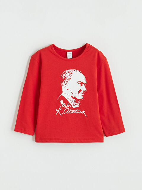 LCW Kids Bisiklet Yaka Atatürk Baskılı Kız Çocuk Tişört - S6DC94Z1-HC3