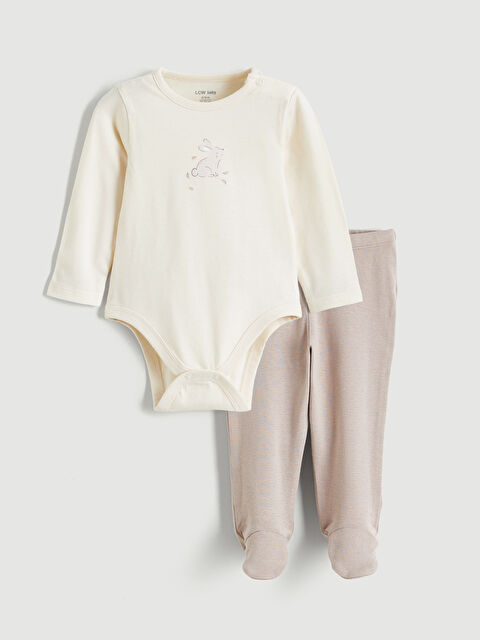 LCW baby Basic Erkek Bebek Çıtçıtlı Body ve Patikli Pantolon - S6DC98Z1-FDL
