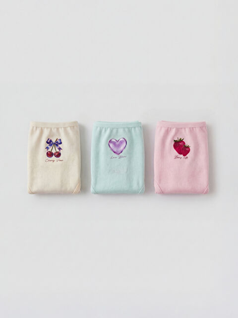LCW Kids Meyve ve Kalp Baskılı Kız Çocuk Külot 3'lü