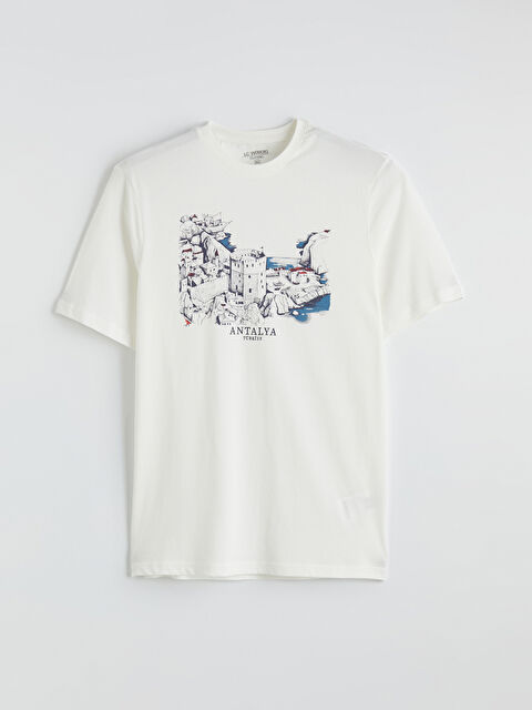 LCWAIKIKI Classic Bisiklet Yaka Antalya Baskılı Penye Erkek Tişört - S6DE50Z8-R9J