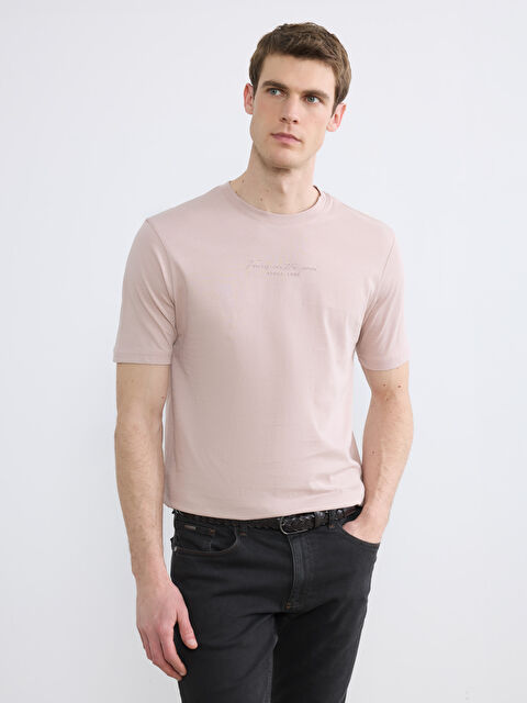 LCWAIKIKI Classic Bisiklet Yaka Nakışlı Erkek Tişört - S6DE59Z8-GE3