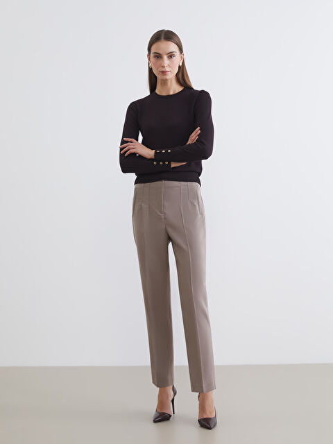 LCWAIKIKI Classic High Waisted Pleated Women's Cigarette Trousers - S6DE63Z8-ELJ
