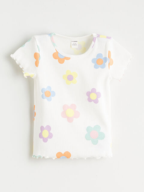 LCW Kids Çiçek Baskılı Kız Çocuk Tişört - S6DF63Z1-LRA