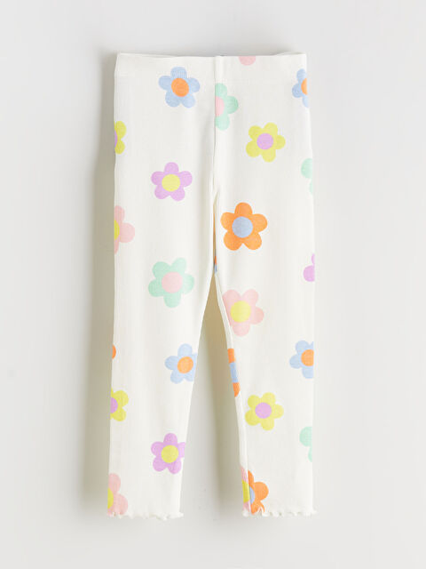 LCW Kids Kız Çocuk Çiçekli Fitilli Tayt - S6DF71Z1-LRA