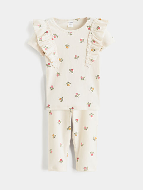 LCW Kids Komplet za devojčice: majica sa cvetnim dezenom i helanke - S6DG14Z1-LRB