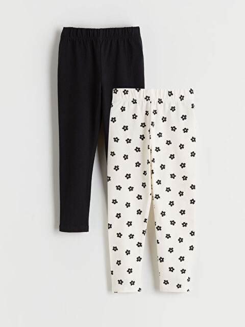 LCW Kids Girls' Floral Leggings with Elastic Waistband, Set of 2 - S6DG57Z1-LRA