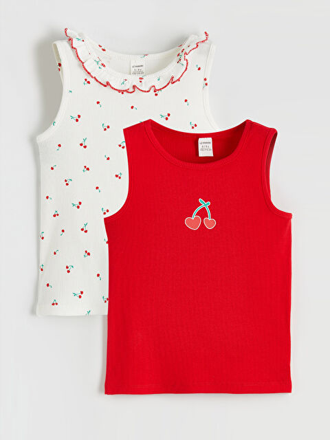 LCW Kids Printed Girls' Vest 2 Pack - S6DG60Z1-HMW