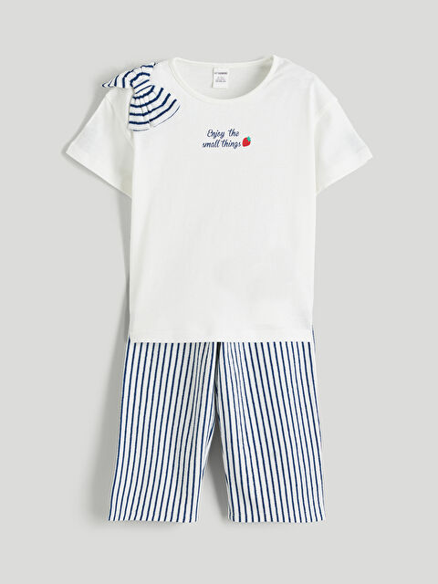 LCW Kids Ribbon Detailed Girls' T-shirt and Trousers - S6DH19Z1-FDU