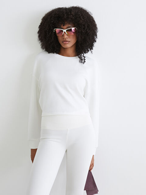 KOOR SPORT Bisiklet Yaka Soft Touch Crop Kadın Sweatshirt - S6DH50Z8-Q6K