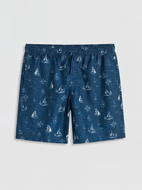 LCW SWIMWEAR Diz Hizası Boy Desenli Erkek Deniz Şortu