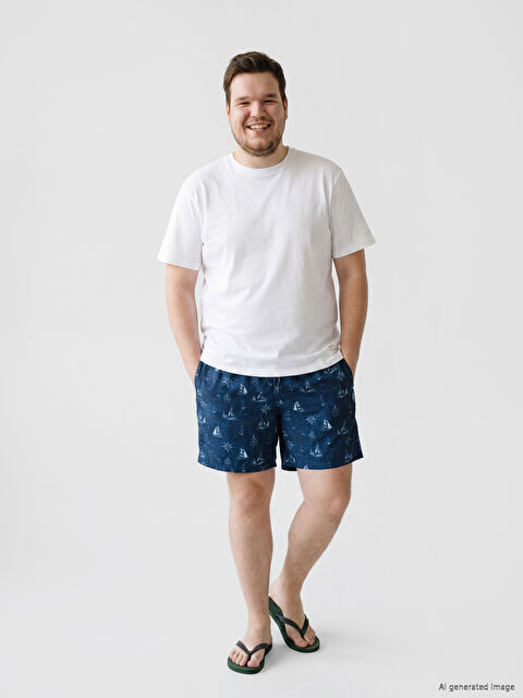 LCW SWIMWEAR Diz Hizası Boy Desenli Erkek Deniz Şortu