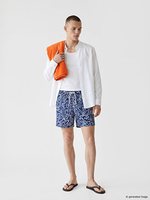 LCW SWIMWEAR Kısa Boy Desenli Erkek Deniz Şortu
