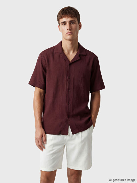 LCW Vision Regular Fit Resort Yaka Müslin Erkek Gömlek