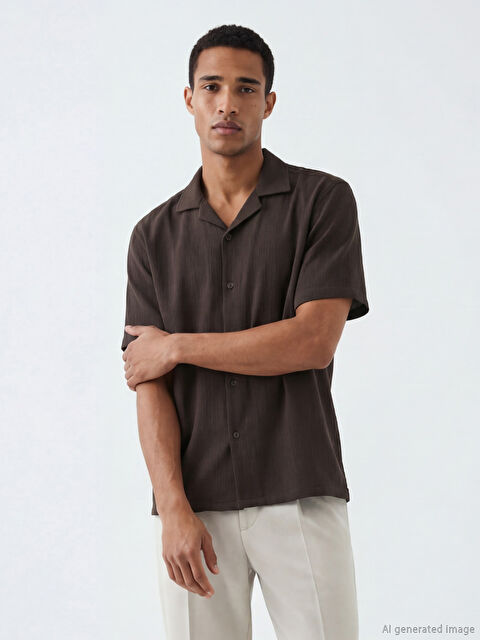 LCW Vision Regular Fit Resort Yaka Müslin Erkek Gömlek - S6DI37Z8-JR3