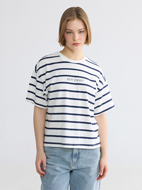 XSIDE Crew Neck Striped Oversize Women's T-Shirt