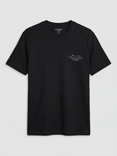 LCWAIKIKI Classic Bisiklet Yaka Baskılı Erkek Tişört