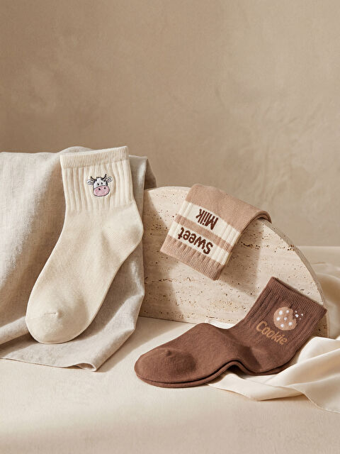 LCW DREAM Desenli Kadın Soket Çorap 3'lü - S6DK29Z8-FDP