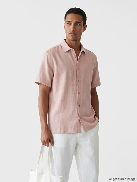 LCW Vision Regular Fit Keten Görünümlü Erkek Gömlek