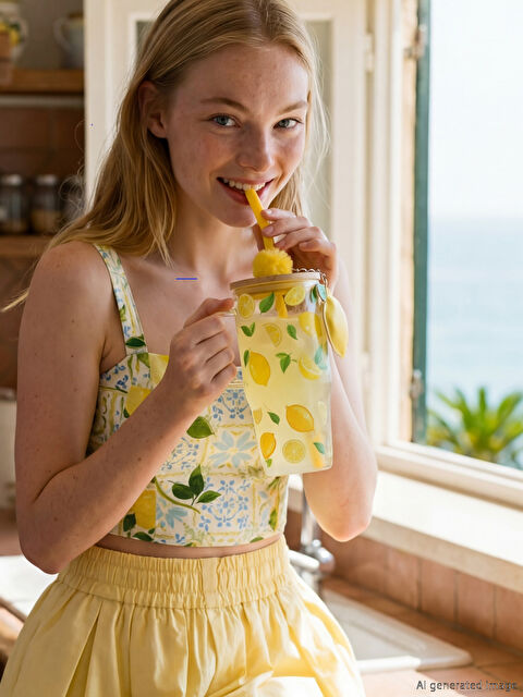 LCW HOME Limon Baskılı Pipetli Cam Bardak 1100 Ml