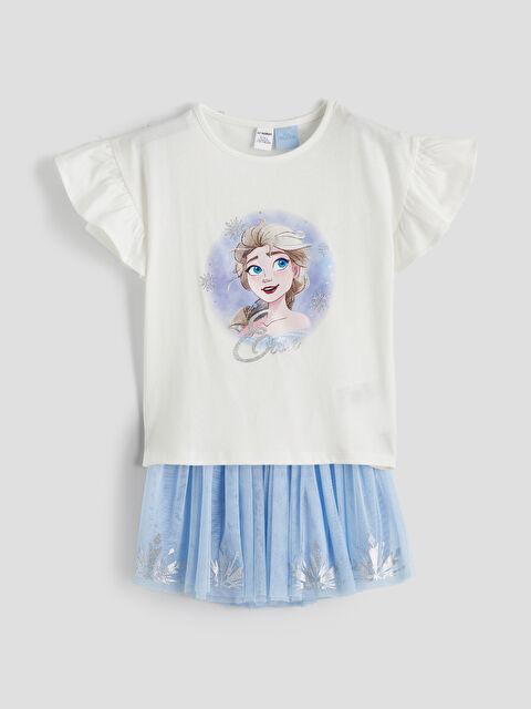 LCW Kids Girls' Elsa Printed T-Shirt and Tulle Skirt - S6DN37Z1-R9J
