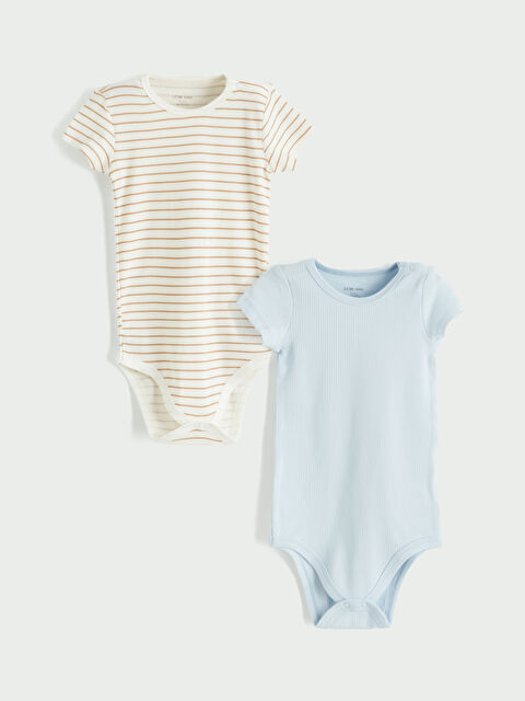 LCW baby  Bisiklet Yaka Erkek Bebek Çıtçıtlı Body 2'li - S6DN77Z1-LEV