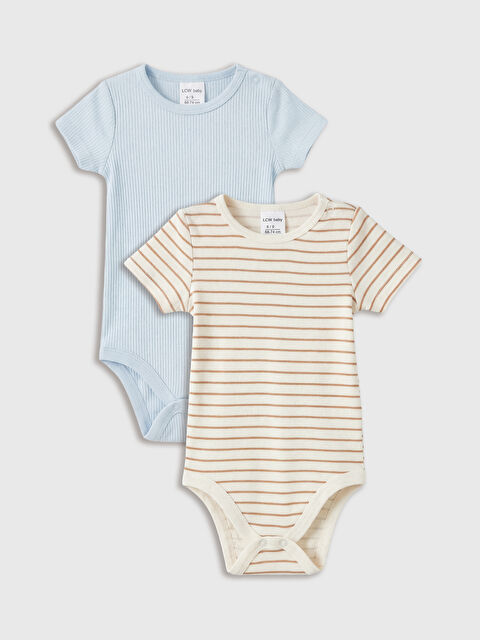 LCW baby  Bisiklet Yaka Erkek Bebek Çıtçıtlı Body 2'li - S6DN77Z1-LEV